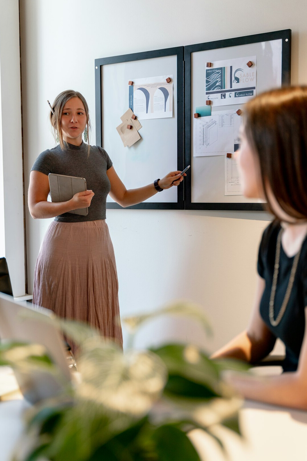 professional woman presenting insurance data